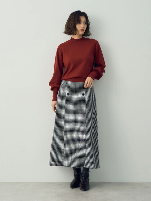 YECCA VECCA「千鳥柄Aラインロングスカート」|スカート|