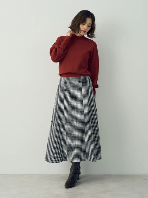 YECCA VECCA「千鳥柄Aラインロングスカート」|スカート|