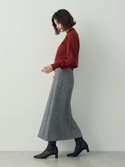 YECCA VECCA「千鳥柄Aラインロングスカート」|スカート|