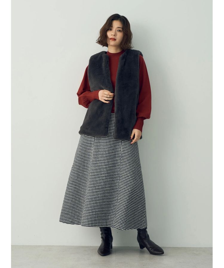 YECCA VECCA「千鳥柄Aラインロングスカート」|スカート|