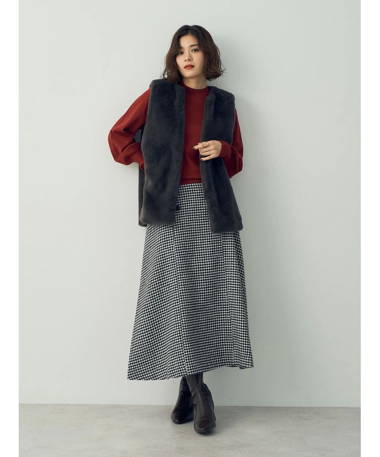 YECCA VECCA「千鳥柄Aラインロングスカート」|スカート|