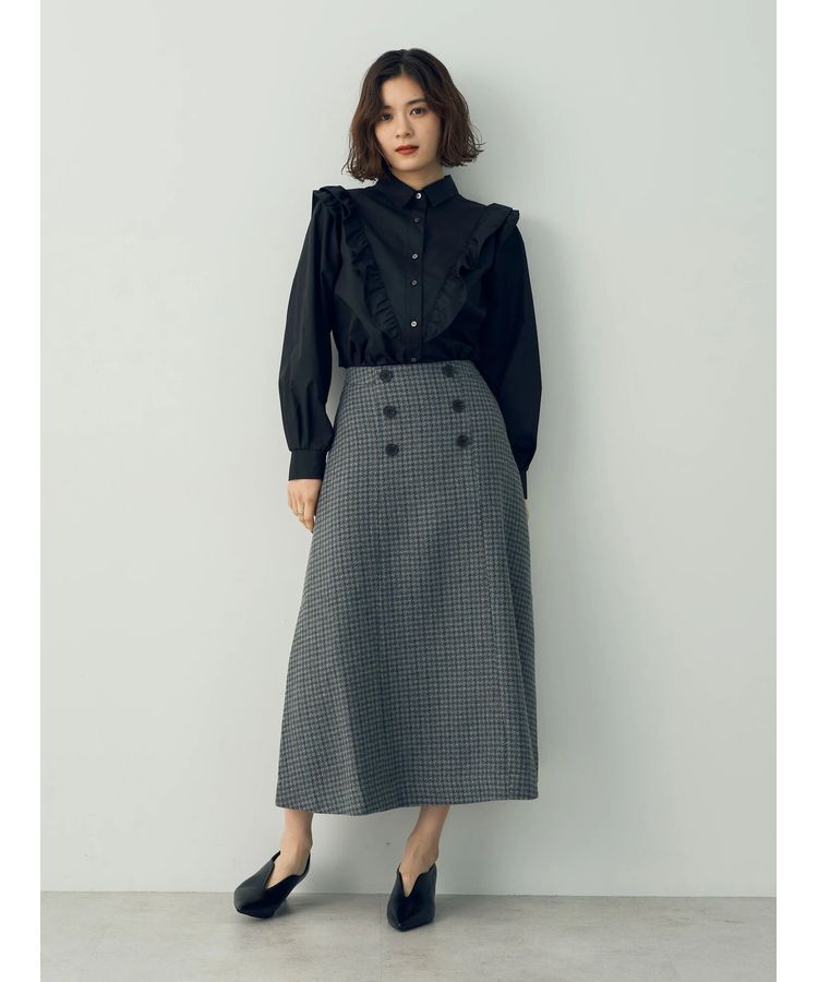 YECCA VECCA「千鳥柄Aラインロングスカート」|スカート|