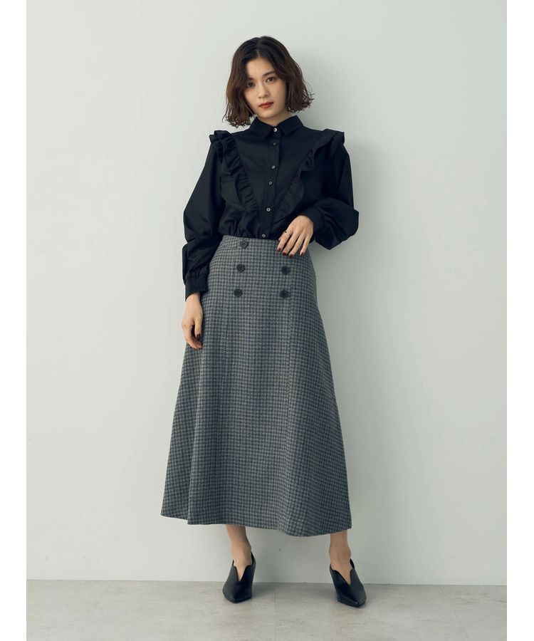 YECCA VECCA「千鳥柄Aラインロングスカート」|スカート|
