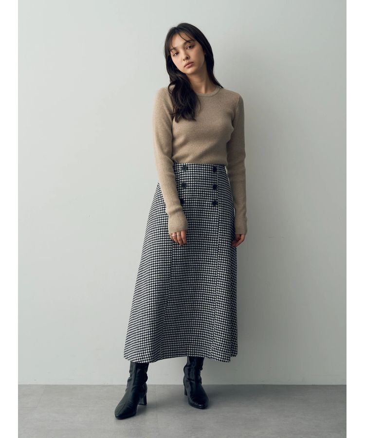 YECCA VECCA「千鳥柄Aラインロングスカート」|スカート|