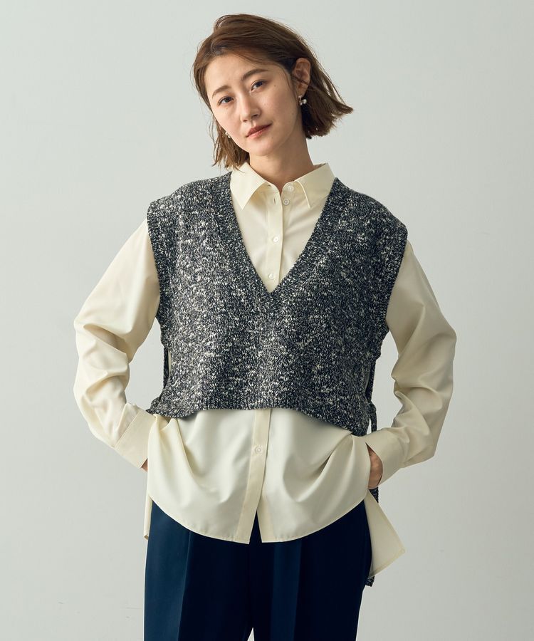 YECCA VECCA「【2点SET】シャツレイヤードニットベスト」|ベスト・ジレ|