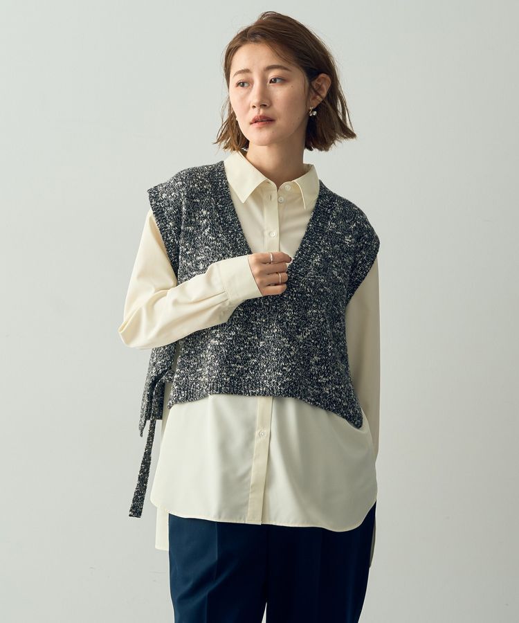 YECCA VECCA「【2点SET】シャツレイヤードニットベスト」|ベスト・ジレ|