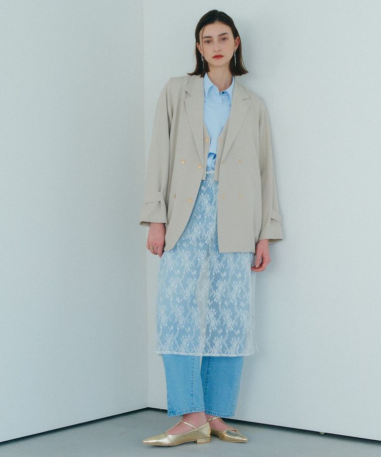 YECCA VECCA「サイドリボンレースレイヤードスカート」|スカート|