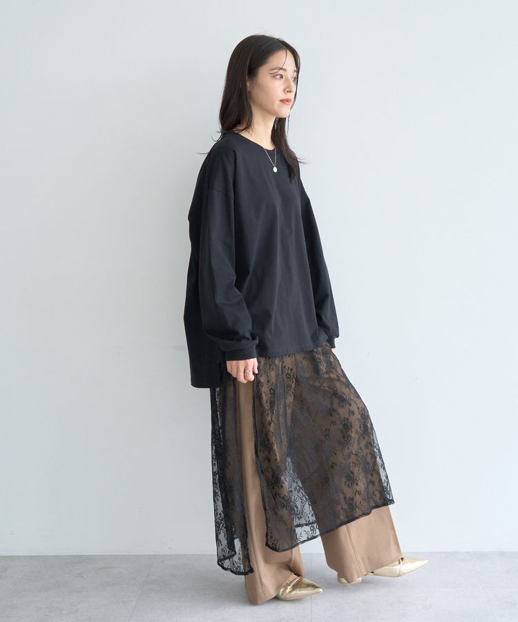 YECCA VECCA「サイドリボンレースレイヤードスカート」|スカート|