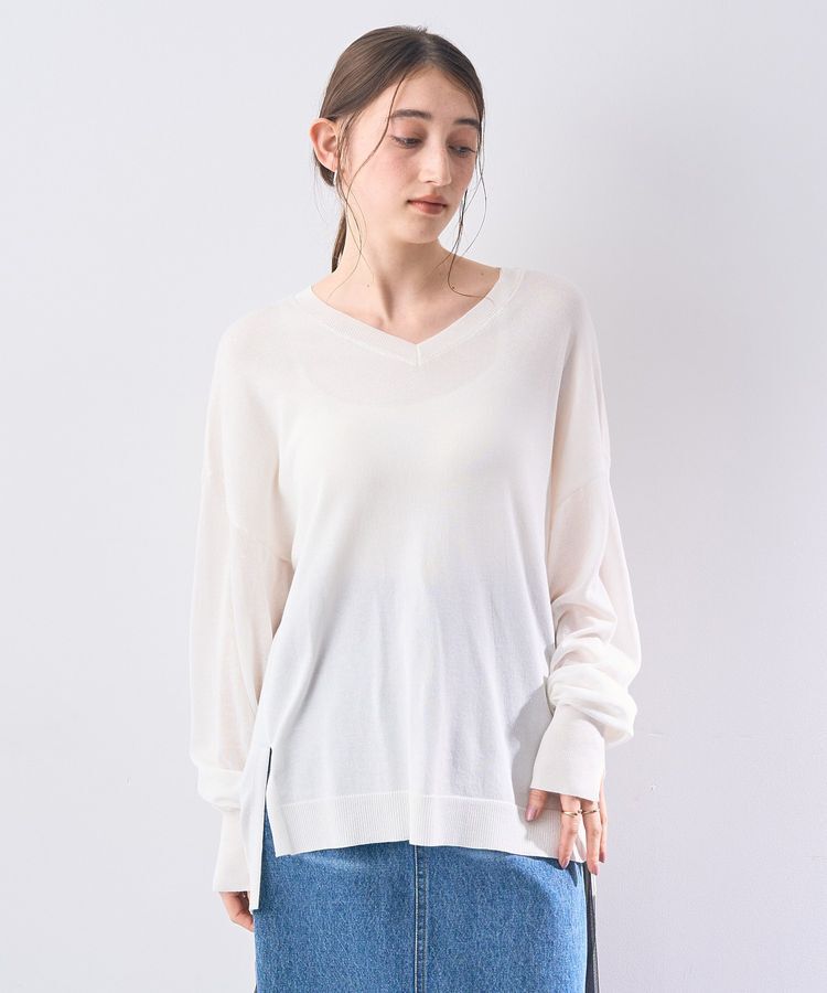 Editt by YECCA VECCA「Vネック袖シアーニット」|ニット・セーター|