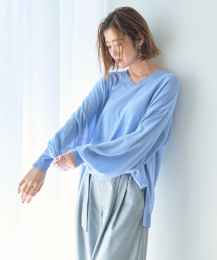 Editt by YECCA VECCA「Vネック袖シアーニット」|ニット・セーター|