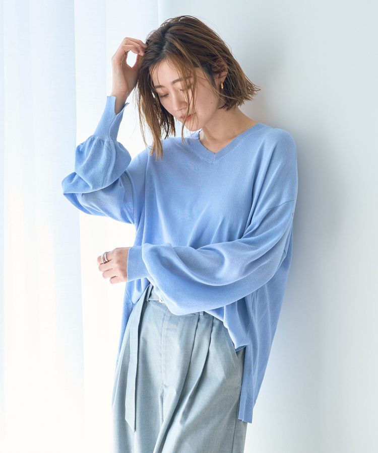 Editt by YECCA VECCA「Vネック袖シアーニット」|ニット・セーター|