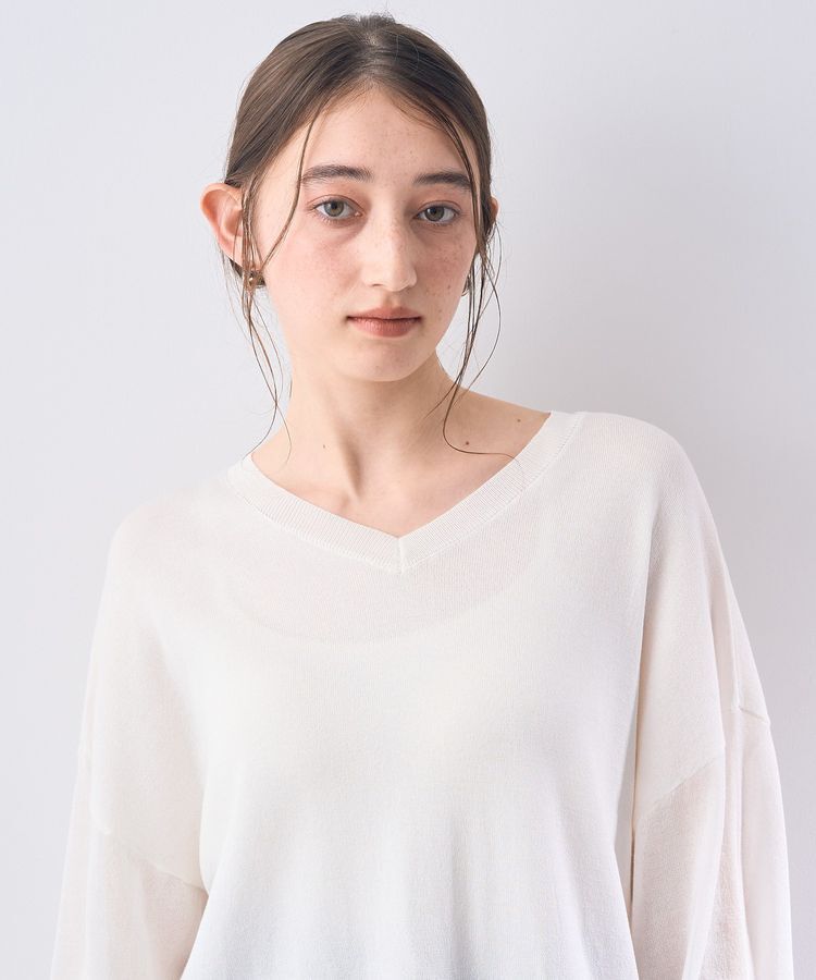Editt by YECCA VECCA「Vネック袖シアーニット」|ニット・セーター|