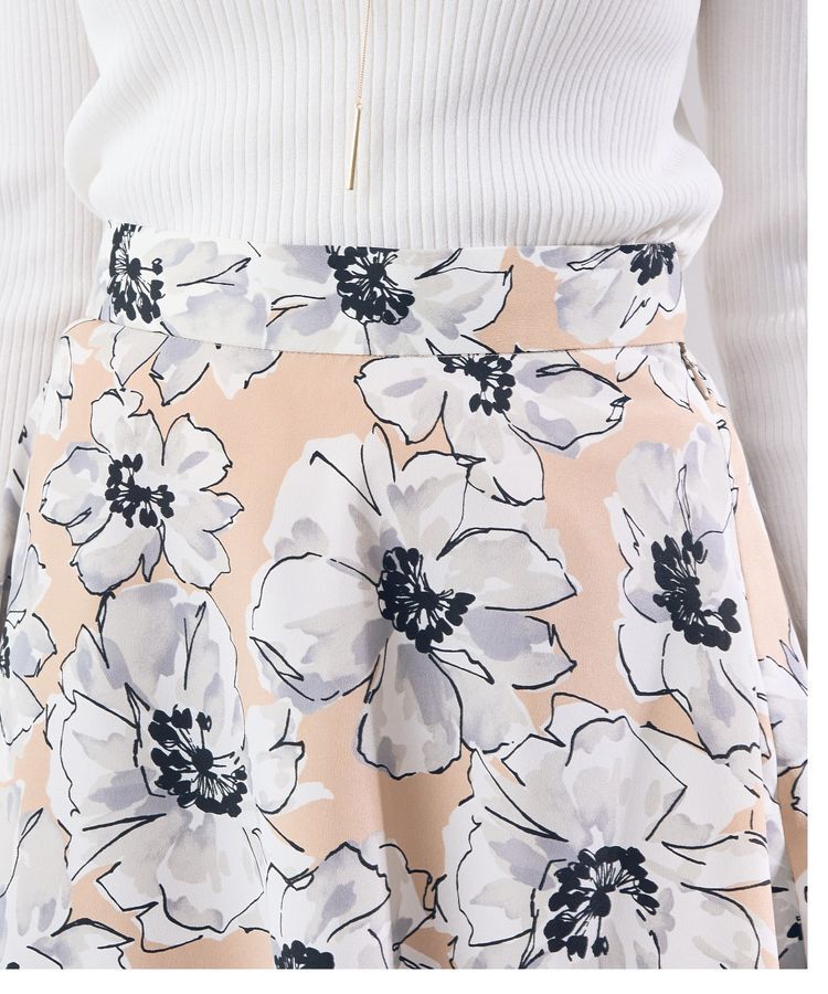 YECCA VECCA「大花柄フレアスカート」|フレア|
