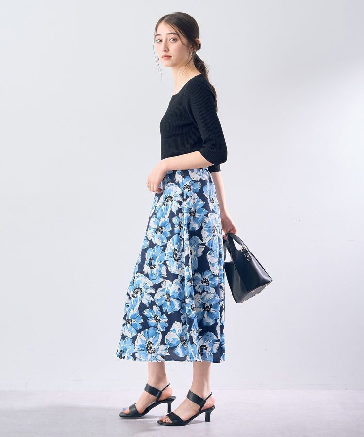 YECCA VECCA「大花柄フレアスカート」|フレア|