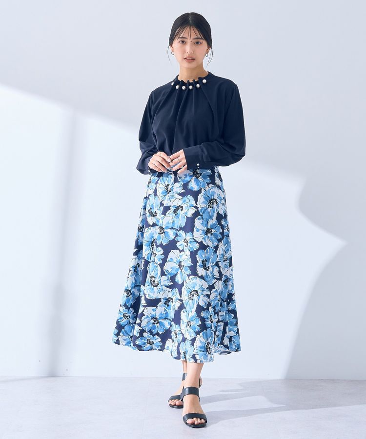 YECCA VECCA「大花柄フレアスカート」|フレア|