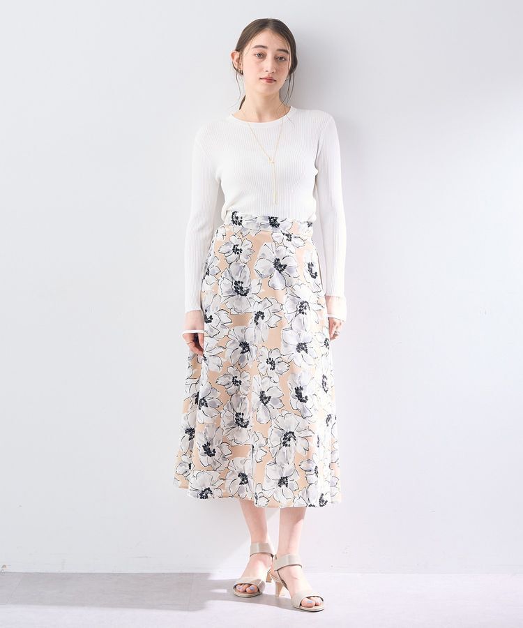 YECCA VECCA「大花柄フレアスカート」|フレア|