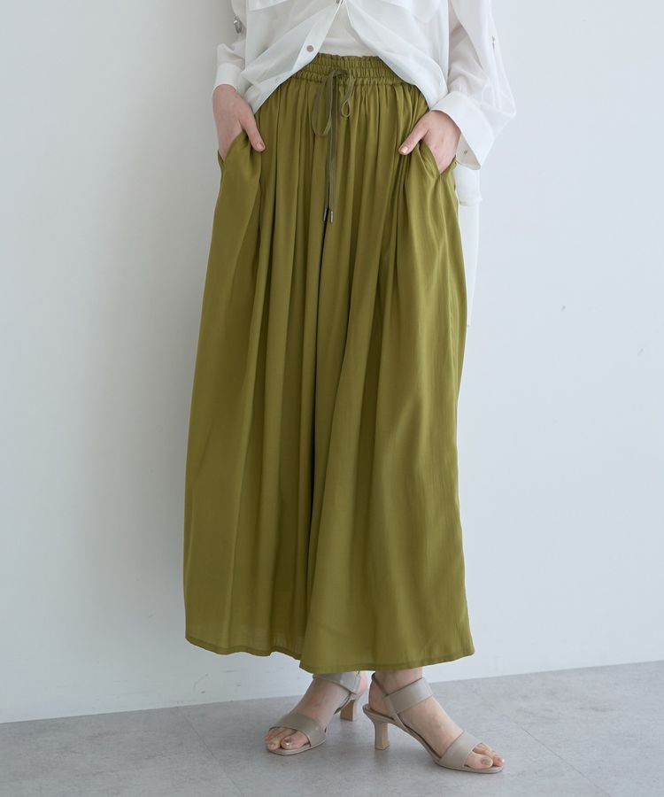 YECCA VECCA「シルキータックワイドパンツ」|その他|Lime Green