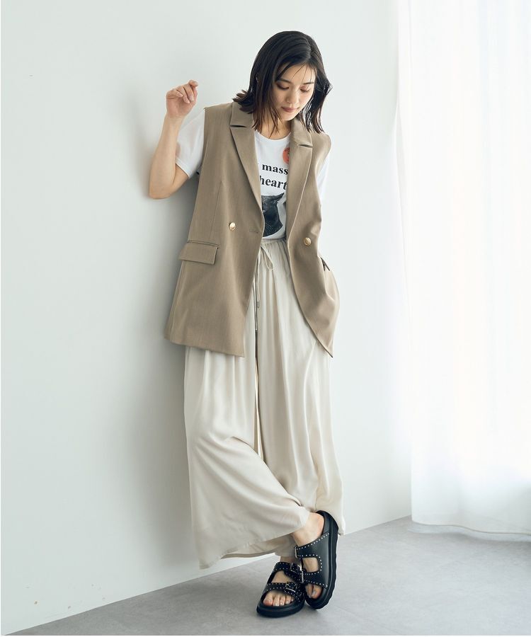 YECCA VECCA「シルキータックワイドパンツ」|その他|