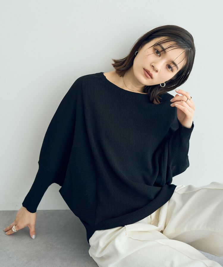 YECCA VECCA「リブMIXドルマンニット」|ニット・セーター|Black