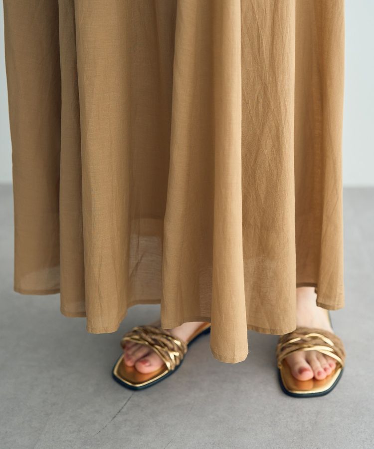 YECCA VECCA「綿レーヨンギャザーロングスカート」|フレア|