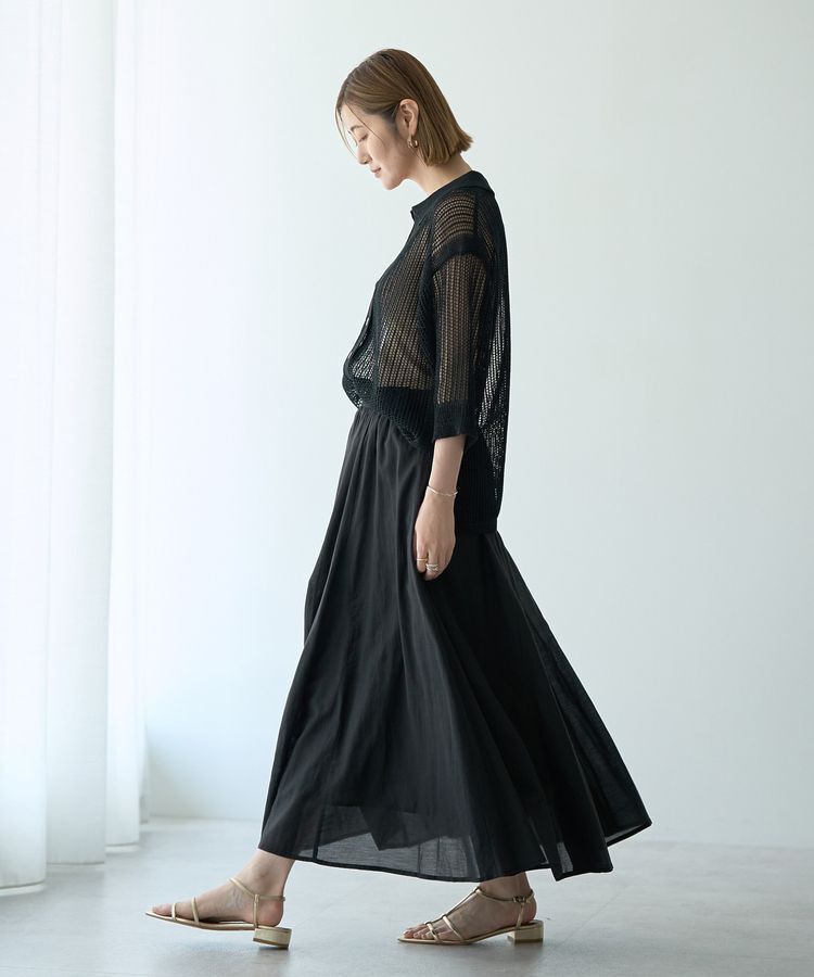 YECCA VECCA「綿レーヨンギャザーロングスカート」|フレア|