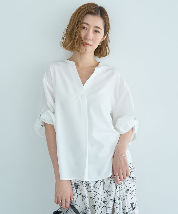 YECCA VECCA「2wayボリューム袖スキッパーブラウス」|シャツ・ブラウス|Off White