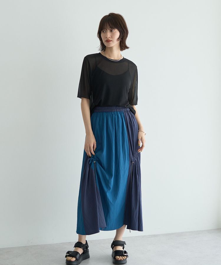 Editt by YECCA VECCA「ドロストデザインロングスカート」|フレア|