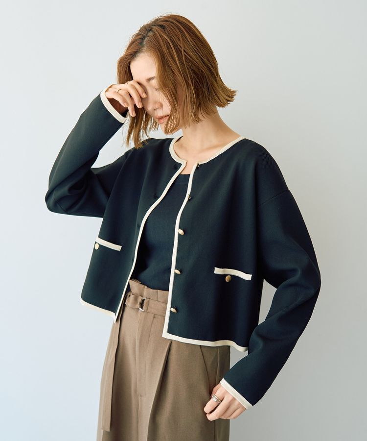 YECCA VECCA「金釦トリミングジャケットライクカーディガン」|カーディガン|