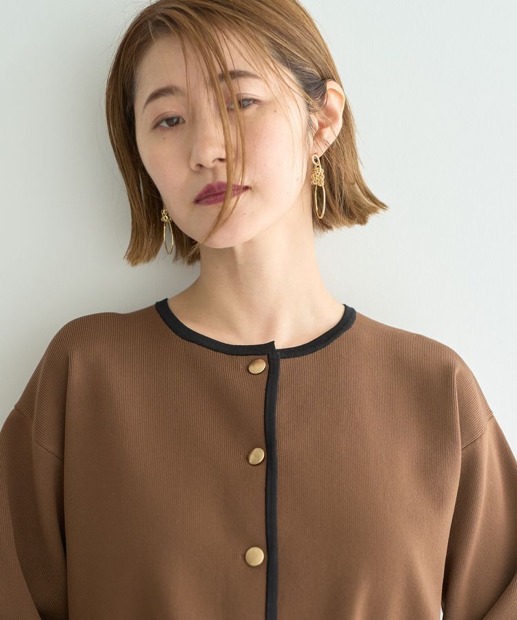 YECCA VECCA「金釦トリミングジャケットライクカーディガン」|カーディガン|