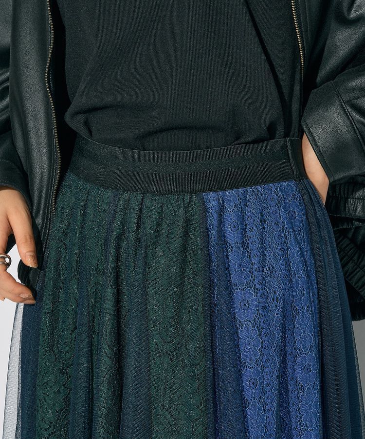 Editt by YECCA VECCA「【archive】レースブロッキングチュールスカート」|フレア|