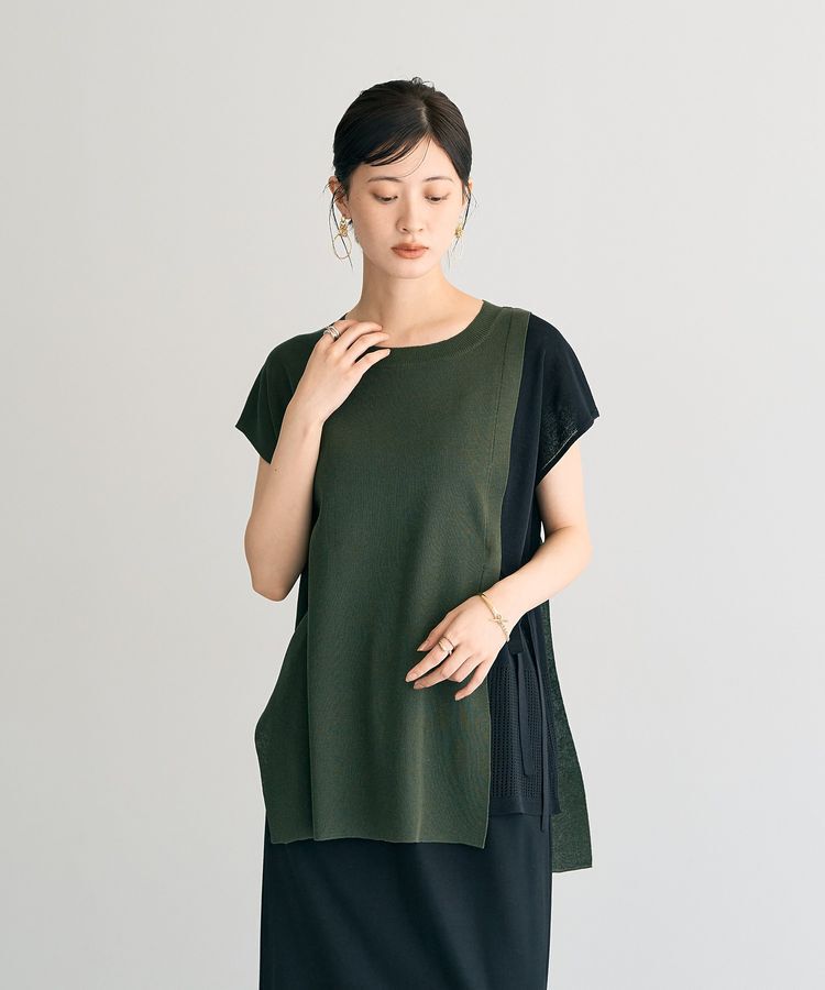 YECCA VECCA「メッシュ編みレイヤードニット」|ニット・セーター|