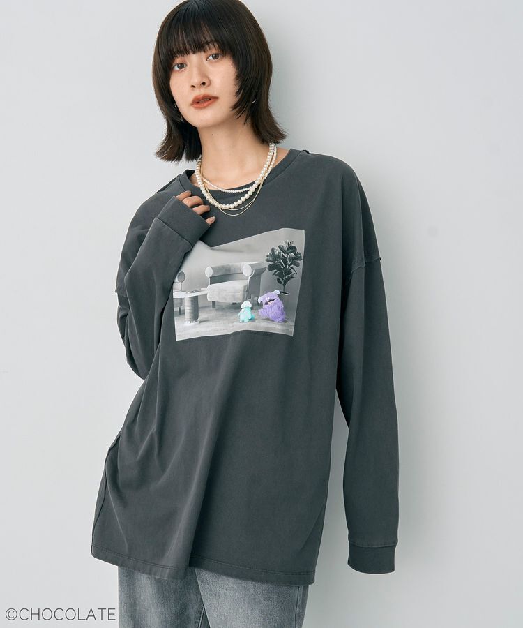 YECCA VECCA「【Whippi&Wrappi】プリントロンTee②」|Tシャツ・カットソー|Charcoal Gray