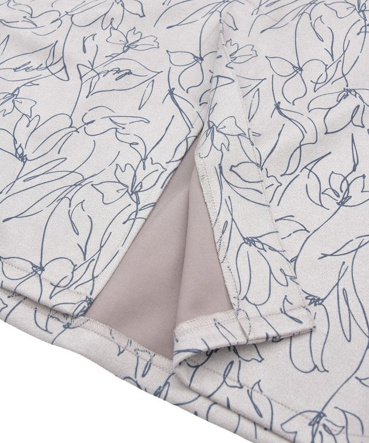 YECCA VECCA「ラインフラワー柄フェイクスエードスカート」|タイト|