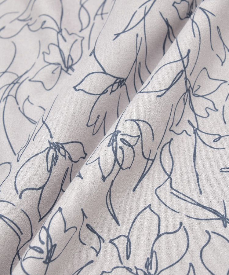 YECCA VECCA「ラインフラワー柄フェイクスエードスカート」|タイト|