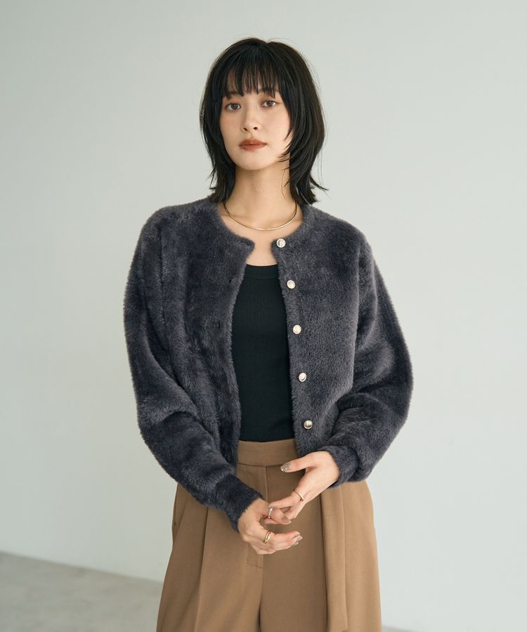 YECCA VECCA「金釦ジャケットライクニットカーディガン」|カーディガン|