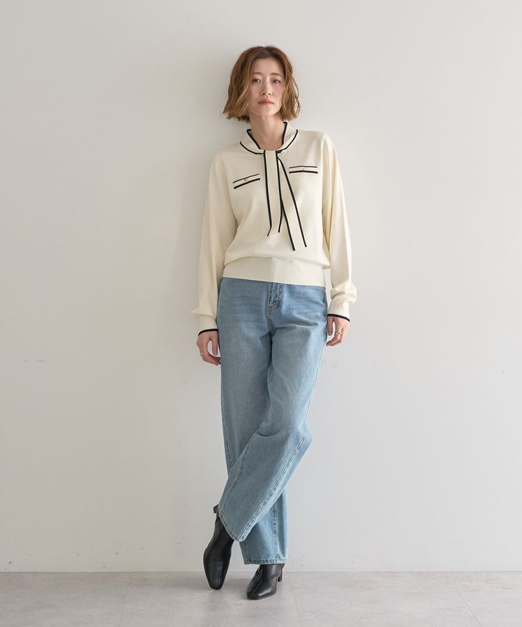 YECCA VECCA「配色ボウタイニット」|ニット・セーター|