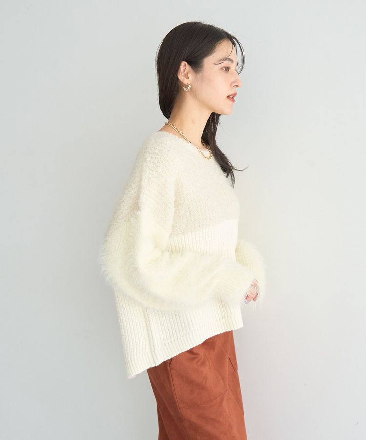 YECCA VECCA「素材MIX配色デザインニット」|ニット・セーター|