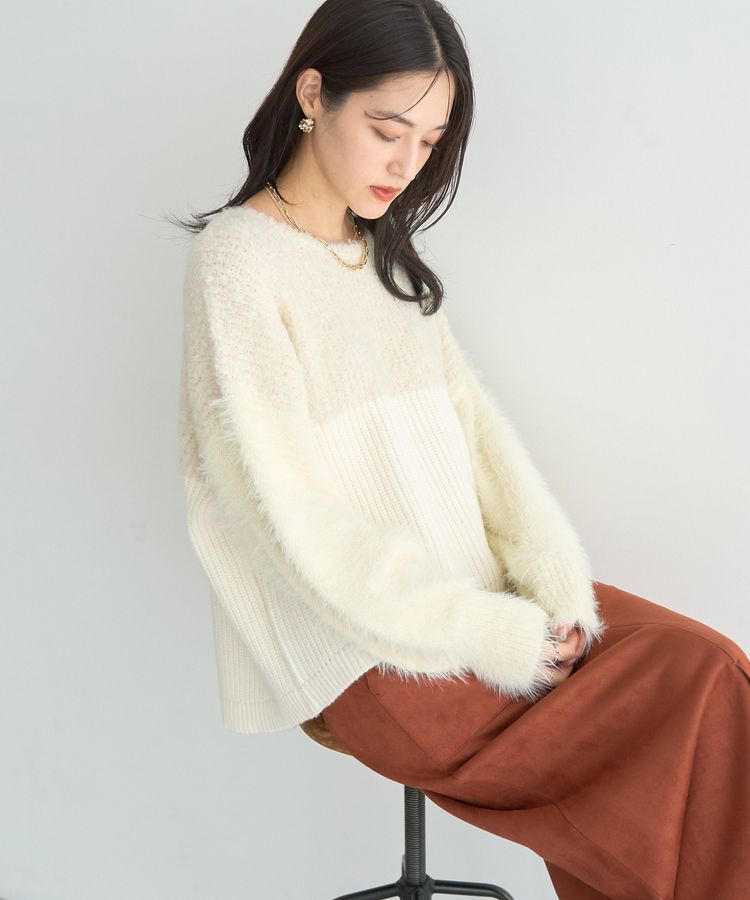 YECCA VECCA「素材MIX配色デザインニット」|ニット・セーター|