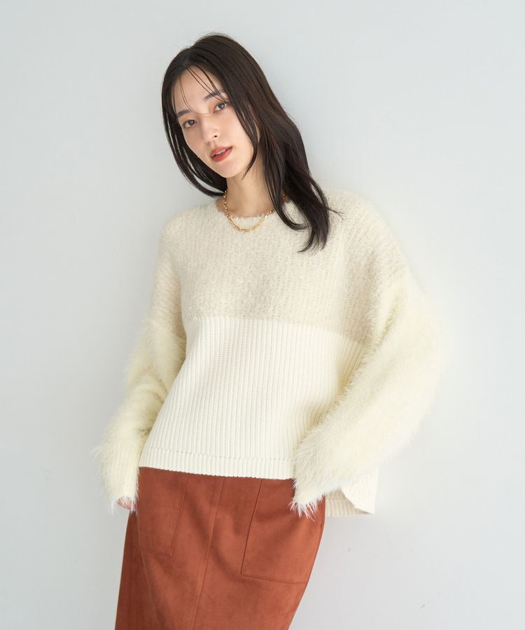 YECCA VECCA「素材MIX配色デザインニット」|ニット・セーター|