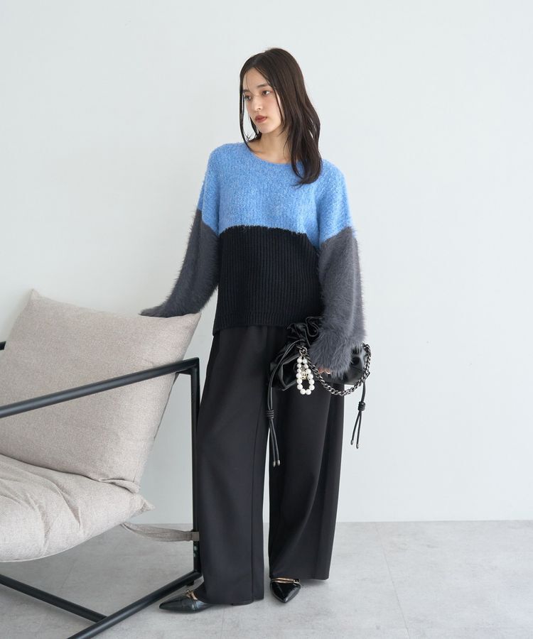 YECCA VECCA「素材MIX配色デザインニット」|ニット・セーター|