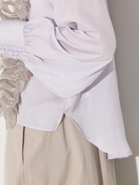 GARAGE OF GOOD CLOTHING「異素材フリル&times;サテンブラウス」|シャツ・ブラウス|