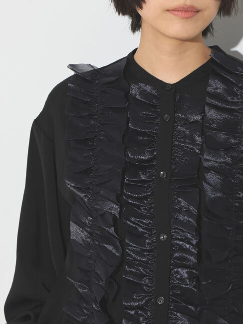 GARAGE OF GOOD CLOTHING「異素材フリル&times;サテンブラウス」|シャツ・ブラウス|