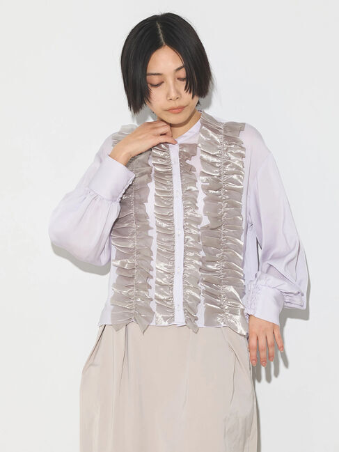 GARAGE OF GOOD CLOTHING「異素材フリル&times;サテンブラウス」|シャツ・ブラウス|