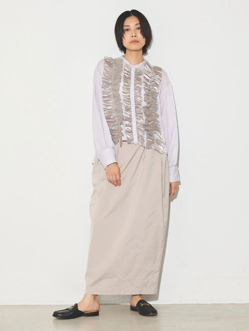 GARAGE OF GOOD CLOTHING「異素材フリル&times;サテンブラウス」|シャツ・ブラウス|