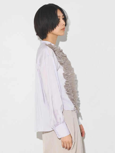 GARAGE OF GOOD CLOTHING「異素材フリル&times;サテンブラウス」|シャツ・ブラウス|