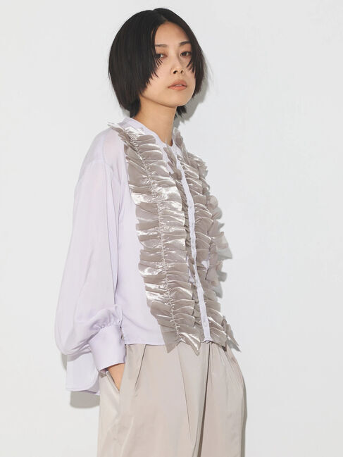 GARAGE OF GOOD CLOTHING「異素材フリル&times;サテンブラウス」|シャツ・ブラウス|