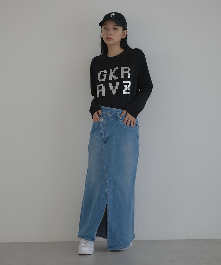 GARAGE OF GOOD CLOTHING「ラップロングデニムスカート」|フレア|