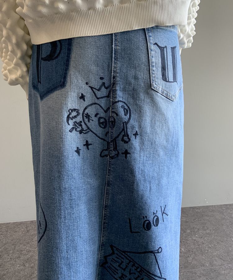 GARAGE OF GOOD CLOTHING「ラップロングデニムスカート」|フレア|