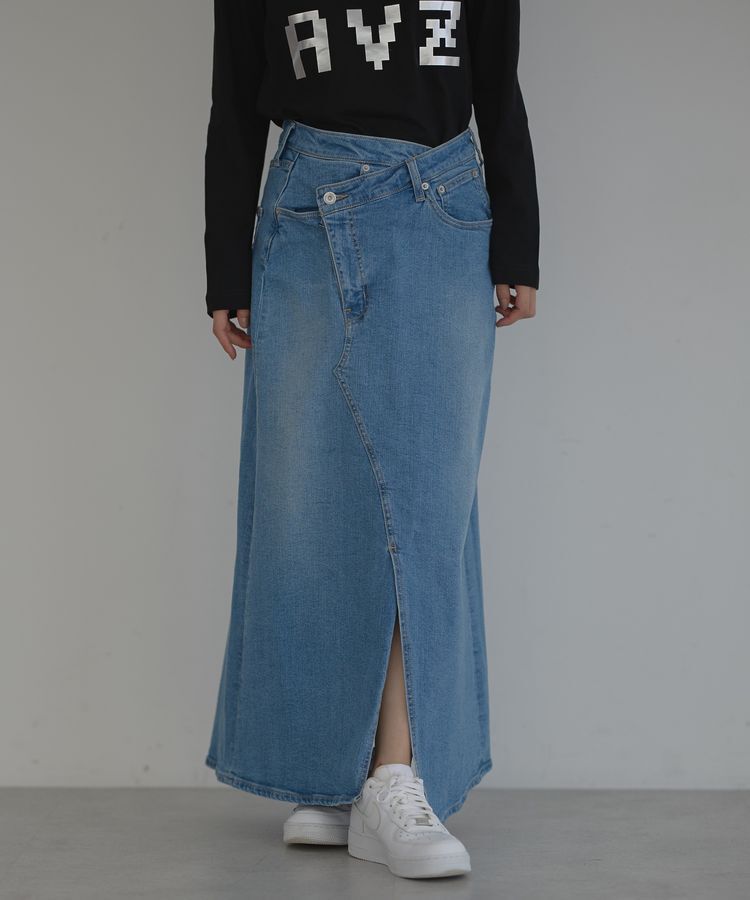 GARAGE OF GOOD CLOTHING「ラップロングデニムスカート」|フレア|