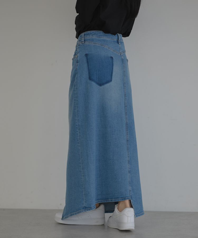 GARAGE OF GOOD CLOTHING「ラップロングデニムスカート」|フレア|